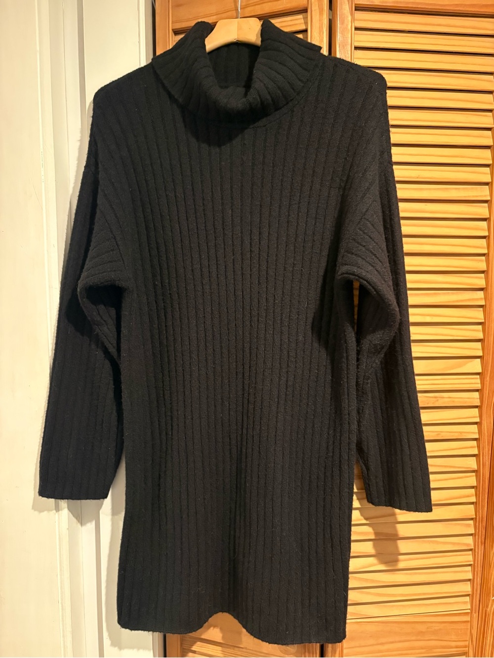 Abercrombie & Fitch Black Ribbed Turtleneck Sweater Dress Tunic Mini Cabincore L